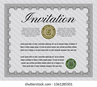 Grey Formal invitation template. Customizable, Easy to edit and change colors. Complex background. Money design. 