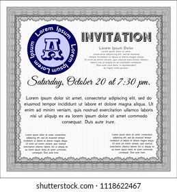 Grey Formal invitation template. Detailed. With quality background. Cordial design. 