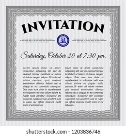 Grey Formal invitation template. Detailed. With guilloche pattern. Sophisticated design. 