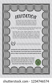 Grey Formal invitation template. Detailed. Easy to print. Sophisticated design. 