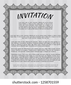 Grey Formal invitation template. Detailed. Complex background. Elegant design. 