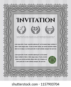 Grey Formal invitation template. Easy to print. Vector illustration. Nice design. 