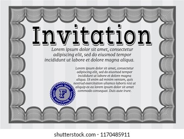 Grey Formal invitation template. Easy to print. Customizable, Easy to edit and change colors. Modern design. 