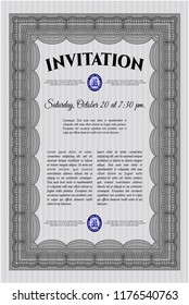 Grey Formal invitation template. Easy to print. Money Pattern. Customizable, Easy to edit and change colors. 