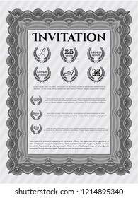 Grey Formal invitation template. Easy to print. Vector illustration. Elegant design. 