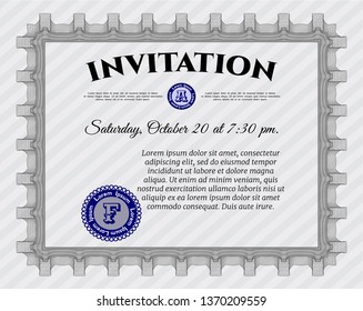 Grey Formal invitation template. Easy to print. Customizable, Easy to edit and change colors. Perfect design. 