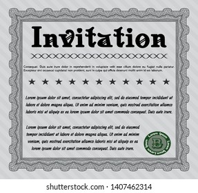 Grey Formal invitation template. Easy to print. Detailed. Nice design. 