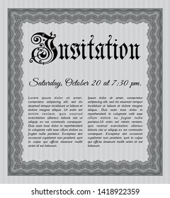 Grey Formal invitation template. Easy to print. Detailed. Excellent design. 