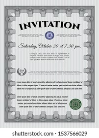 Grey Formal invitation template. Easy to print. Vector illustration. Retro design. 