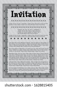 Grey Formal invitation template. Easy to print. Retro design. Customizable, Easy to edit and change colors. 