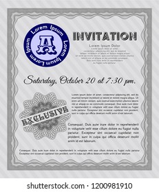 Grey Formal invitation template. Elegant design. Detailed. With great quality guilloche pattern. 