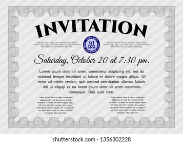 Grey Formal invitation template. Elegant design. With complex background. Detailed. 