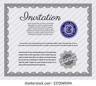 Grey Formal invitation template. Elegant design. Customizable, Easy to edit and change colors. Easy to print. 