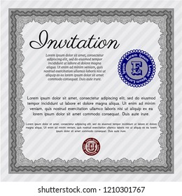 Grey Formal invitation template. Excellent design. With guilloche pattern. Customizable, Easy to edit and change colors. 