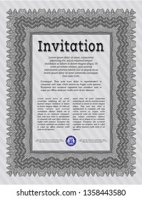 Grey Formal invitation template. Good design. Complex background. Detailed. 