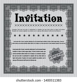 Grey Formal invitation template. Good design. Vector illustration. With background. 