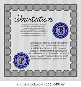 Grey Formal invitation template. With guilloche pattern. Detailed. Excellent design. 