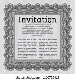 Grey Formal invitation template. With guilloche pattern and background. Elegant design. Detailed. 