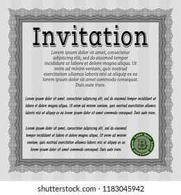 Grey Formal invitation template. With guilloche pattern. Money style design. Customizable, Easy to edit and change colors. 