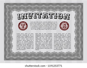 Grey Formal invitation template. With guilloche pattern. Vector illustration. Beauty design. 