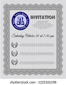 Grey Formal invitation template. With guilloche pattern and background. Money Pattern design. Vector illustration. 