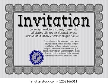 Grey Formal invitation template. With guilloche pattern. Customizable, Easy to edit and change colors. Beauty design. 
