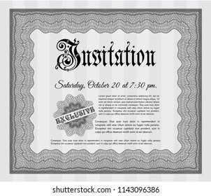 Grey Formal invitation template. With linear background. Money Pattern design. Customizable, Easy to edit and change colors. 