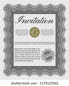 Grey Formal invitation template. With linear background. Vector illustration. Superior design. 