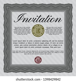 Grey Formal invitation template. With linear background. Sophisticated design. Vector illustration. 