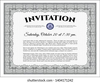 Grey Formal invitation template. With linear background. Superior design. Vector illustration. 