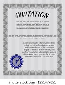 Grey Formal invitation template. Modern design. Vector illustration. With quality background. 