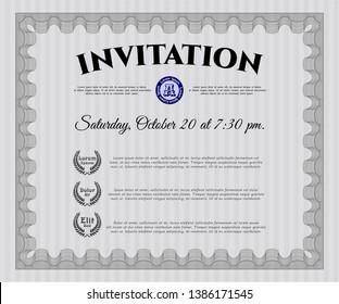Grey Formal invitation template. Modern design. Printer friendly. Customizable, Easy to edit and change colors. 