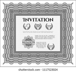 Grey Formal invitation template. Money Pattern. With guilloche pattern. Customizable, Easy to edit and change colors. 