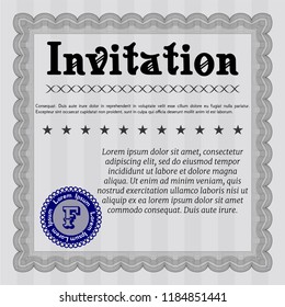Grey Formal invitation template. Money Pattern design. Customizable, Easy to edit and change colors. With great quality guilloche pattern. 
