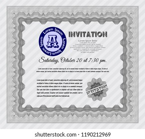 Grey Formal invitation template. Money style design. With complex linear background. Customizable, Easy to edit and change colors. 