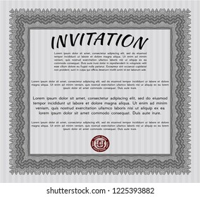 Grey Formal invitation template. Money style design. Detailed. Complex background. 