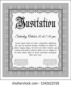 Grey Formal invitation template. Money Pattern. Vector illustration. Easy to print. 