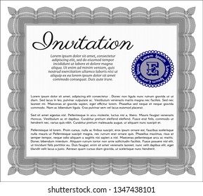 Grey Formal invitation template. Money style design. Vector illustration. Easy to print. 