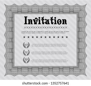 Grey Formal invitation template. Money Pattern design. With complex linear background. Customizable, Easy to edit and change colors. 