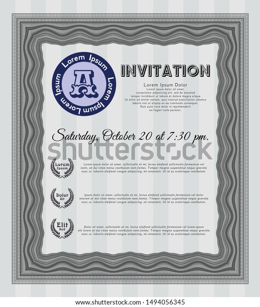 grey formal invitation template money design abstract formal invitation design