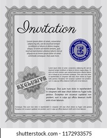 Grey Formal invitation template. Nice design. With guilloche pattern and background. Customizable, Easy to edit and change colors. 