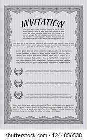 Grey Formal invitation template. Nice design. Vector illustration. Easy to print. 