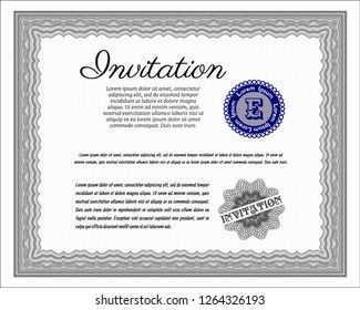 Grey Formal invitation template. Nice design. Complex background. Detailed. 