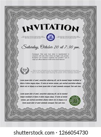 Grey Formal invitation template. Perfect design. With complex linear background. Vector illustration. 