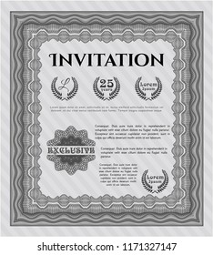 Grey Formal invitation template. Printer friendly. Cordial design. Customizable, Easy to edit and change colors. 