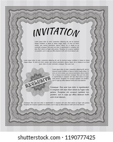 Grey Formal invitation template. Printer friendly. Detailed. Superior design. 