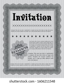 Grey Formal invitation template. Printer friendly. Vector illustration. Superior design. 