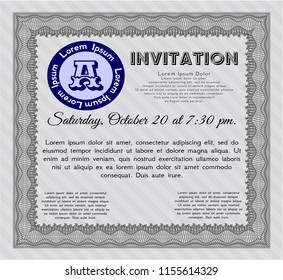 Grey Formal invitation template. With quality background. Cordial design. Detailed. 