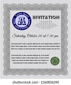 Grey Formal invitation template. With quality background. Vector illustration. Excellent design. 