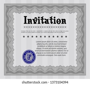 Grey Formal invitation template. With quality background. Vector illustration. Perfect design. 